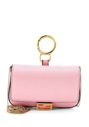 Fendi Pre-Owned Chain Baguette Charm Bag Leather Nano crossbody bag - Pink