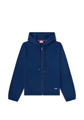 Diesel logo-detail zip-up cotton hoodie - Blue