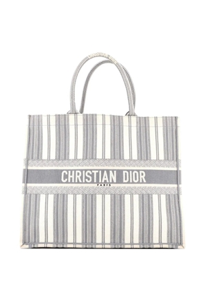 Christian Dior Pre-Owned Book Bayadere Stripe Embroidered Canvas Large tote bag - Grey