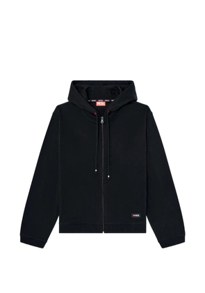 Diesel logo-detail zip-up cotton hoodie - Black