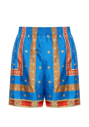 Versace baroque-print silk shorts - Blue