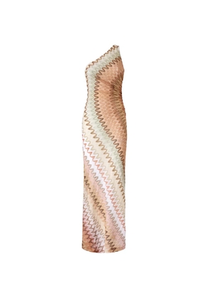 Missoni one-shoulder zigzag-knit maxi dress - Neutrals
