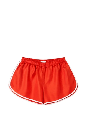 The Frankie Shop Aria contrast-trim satin shorts - Red