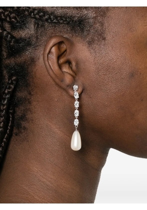 Self-Portrait crystal-embellished faux-pearl earrings - Silver