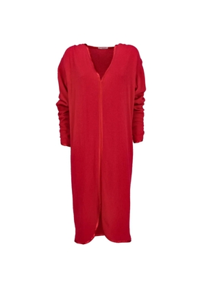 Saint Laurent Pre-Owned V-neck button-cuff midi dress - Red