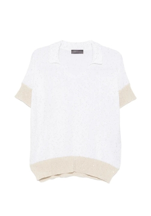 Lorena Antoniazzi sequin-embellished V-neck sweater - White