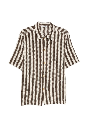 IMPERIAL vertical-stripe open-knit shirt - Brown