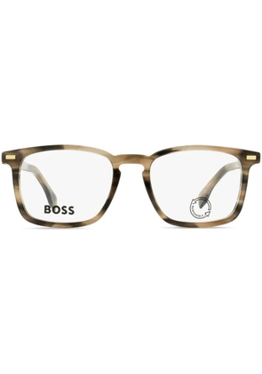 BOSS marbled rectangle-frame glasses - Grey