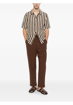 IMPERIAL vertical-stripe open-knit shirt - Brown