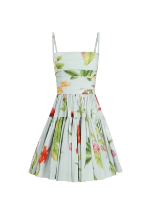 Oscar de la Renta Chiné Dominican mixed-floral cotton poplin tiered dress - Blue