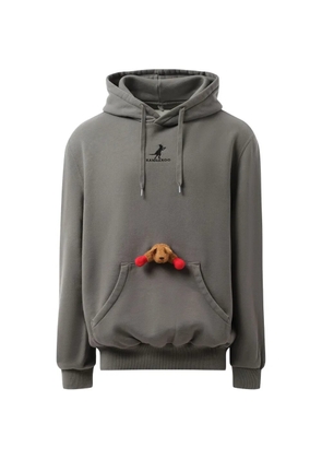Doublet x Marais embroidered kangaroo-plush hoodie - Grey