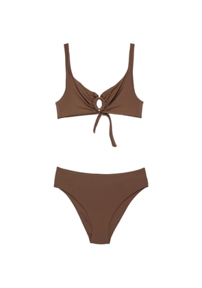 Fisico ring-detail tie-fastening bikini - Brown