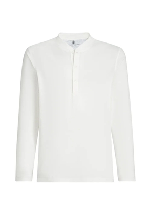 Brunello Cucinelli linen and cotton jersey long sleeve T-shirt with Henley collar - Neutrals