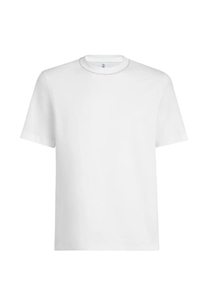 Brunello Cucinelli cotton jersey T-shirt with piping - White