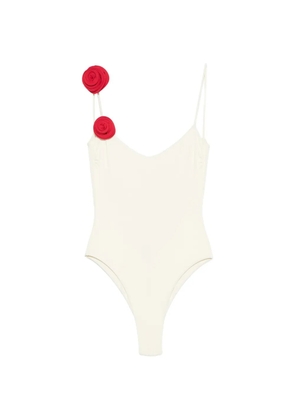La Reveche Ashar floral-appliqué swimsuit - Neutrals