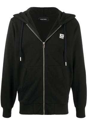 Diesel zip-up logo patch hoodie - Black