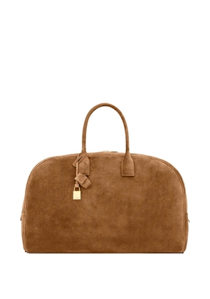 Saint Laurent large suede bowling duffle bag - Brown