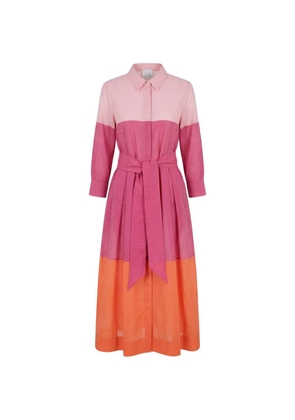 Sara Roka Mariaedna90 colour-block belted midi dress - Orange