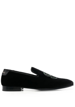 Philipp Plein Money velvet loafers - Black