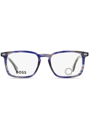 BOSS marbled rectangle-frame glasses - Blue