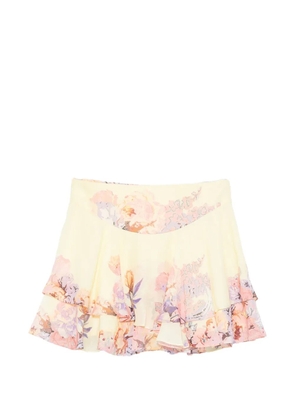 Hemant And Nandita Kysha floral-print ruffled mini skirt - Yellow