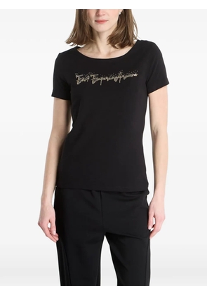 Ea7 Emporio Armani rhinestone-logo T-shirt - Black