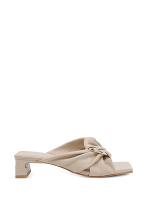 ANGEL ALARCON square-toe ring-detail sandals - Neutrals