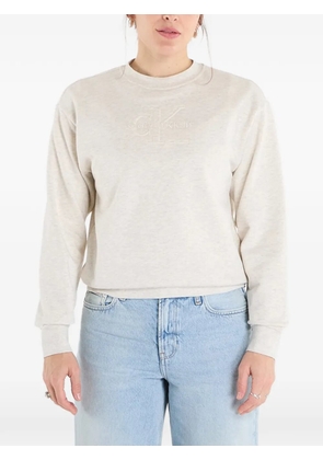 Calvin Klein logo-embroidered sweatshirt - Neutrals