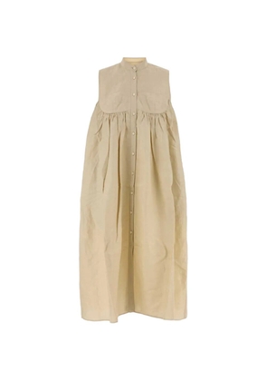 Uma Wang Avaey gathered-yoke midi dress - Neutrals