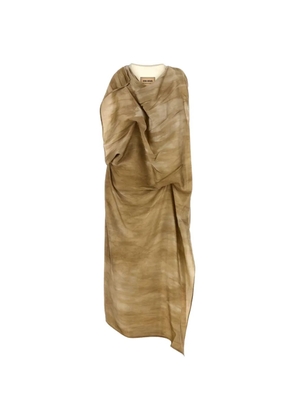 Uma Wang Alex draped printed dress - Brown