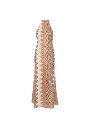 MC2 Saint Barth Tony zigzag-knit halterneck maxi dress - Neutrals