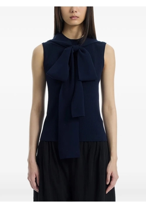 System scarf-tie ribbed-knit top - Blue
