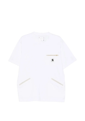 Carhartt WIP x Sacai zip-pocket logo-patch T-shirt - White