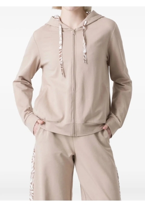 DIMENSIONE DANZA animal-print trim hoodie - Neutrals