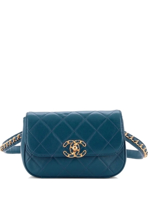 CHANEL Pre-Owned Chain Infinity Waist Bag Quilted Lambskin belt bag - Blue