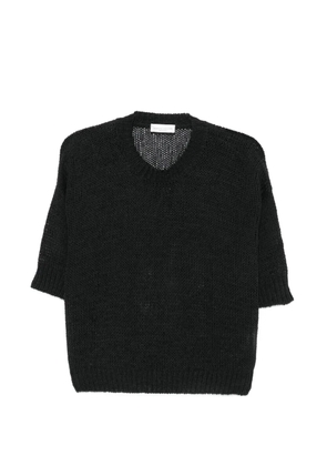 Roberto Collina open-knit short-sleeve sweater - Black