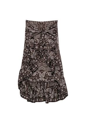 SANDRO paisley-print ruffled skirt - Brown