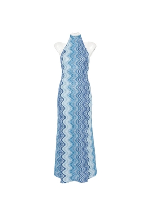 MC2 Saint Barth Tony zigzag-knit halterneck maxi dress - Blue