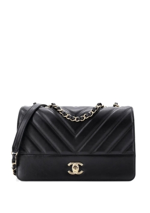 CHANEL Pre-Owned Double Stitch Full Flap Bag Chevron Lambskin Medium crossbody bag - Black