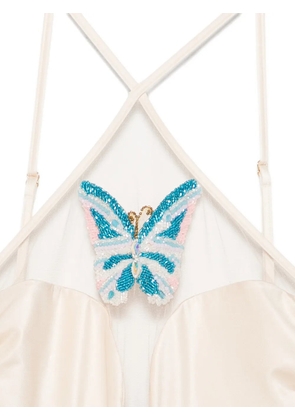 Mazzei beaded-butterfly swimsuit - Neutrals