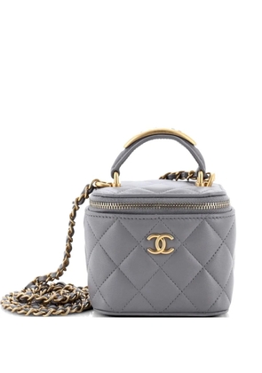 CHANEL Pre-Owned CC Top Handle Vanity Case with Chain Quilted Lambskin with Metal Mini satchel - Grey