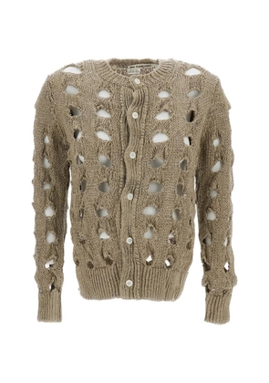 Comme Des Garçons distressed-effect long-sleeve cardigan - Neutrals