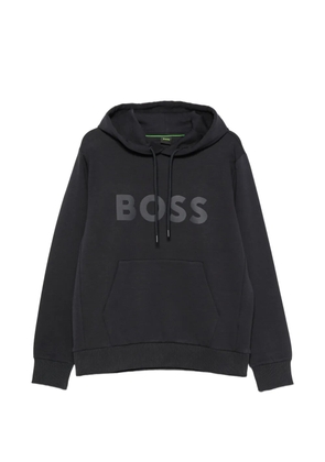 BOSS logo-print drawstring hoodie - Blue