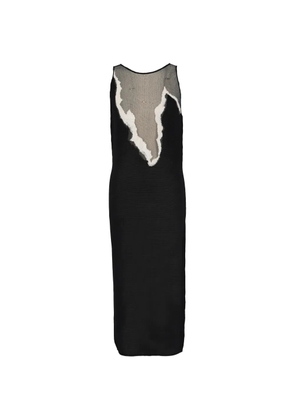 Krizia Pre-Owned mesh-panel sleeveless midi dress - Black