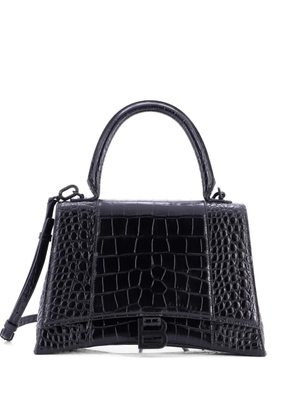 Balenciaga Pre-Owned Hourglass Top Handle Bag Crocodile Embossed Leather Medium crossbody bag - Black