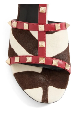Valentino Garavani Rockstud zebra-print sandals - Brown