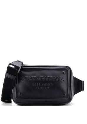 Dolce & Gabbana Pre-Owned Raised Logo Embossed Leather crossbody bag - Black