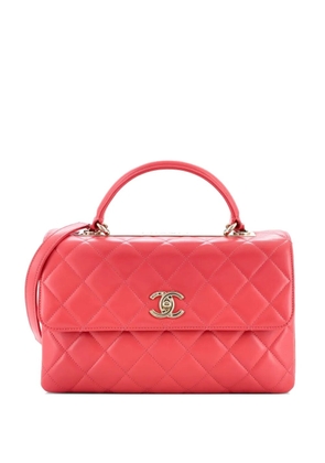 CHANEL Pre-Owned Trendy CC Top Handle Bag Quilted Lambskin Medium satchel - Pink