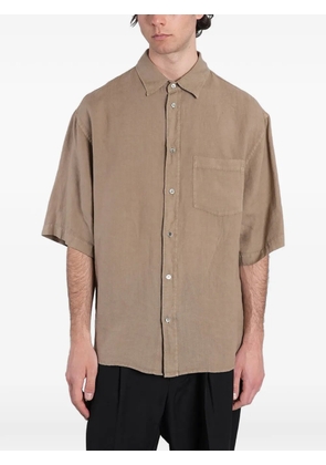 Grifoni short-sleeve chest-pocket shirt - Neutrals