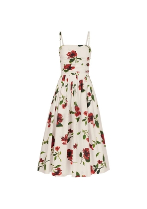 Oscar de la Renta hibiscus cotton poplin dress - Neutrals